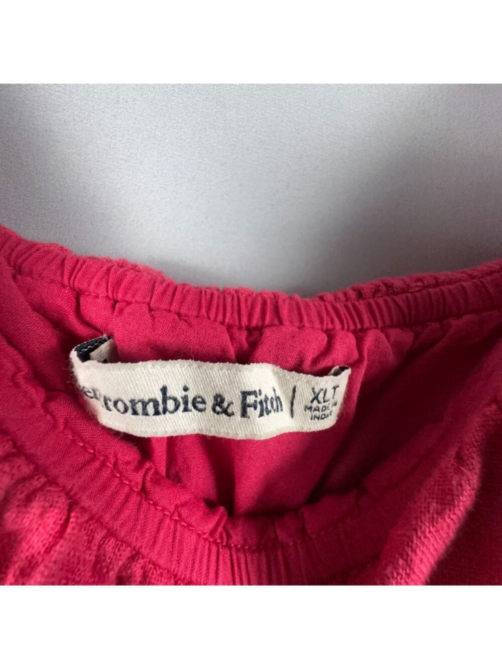 Abercrombie & Fitch Dress Size XLT Pink Ruffle-Strap Linen Neck Square Sundress - Picture 6 of 10